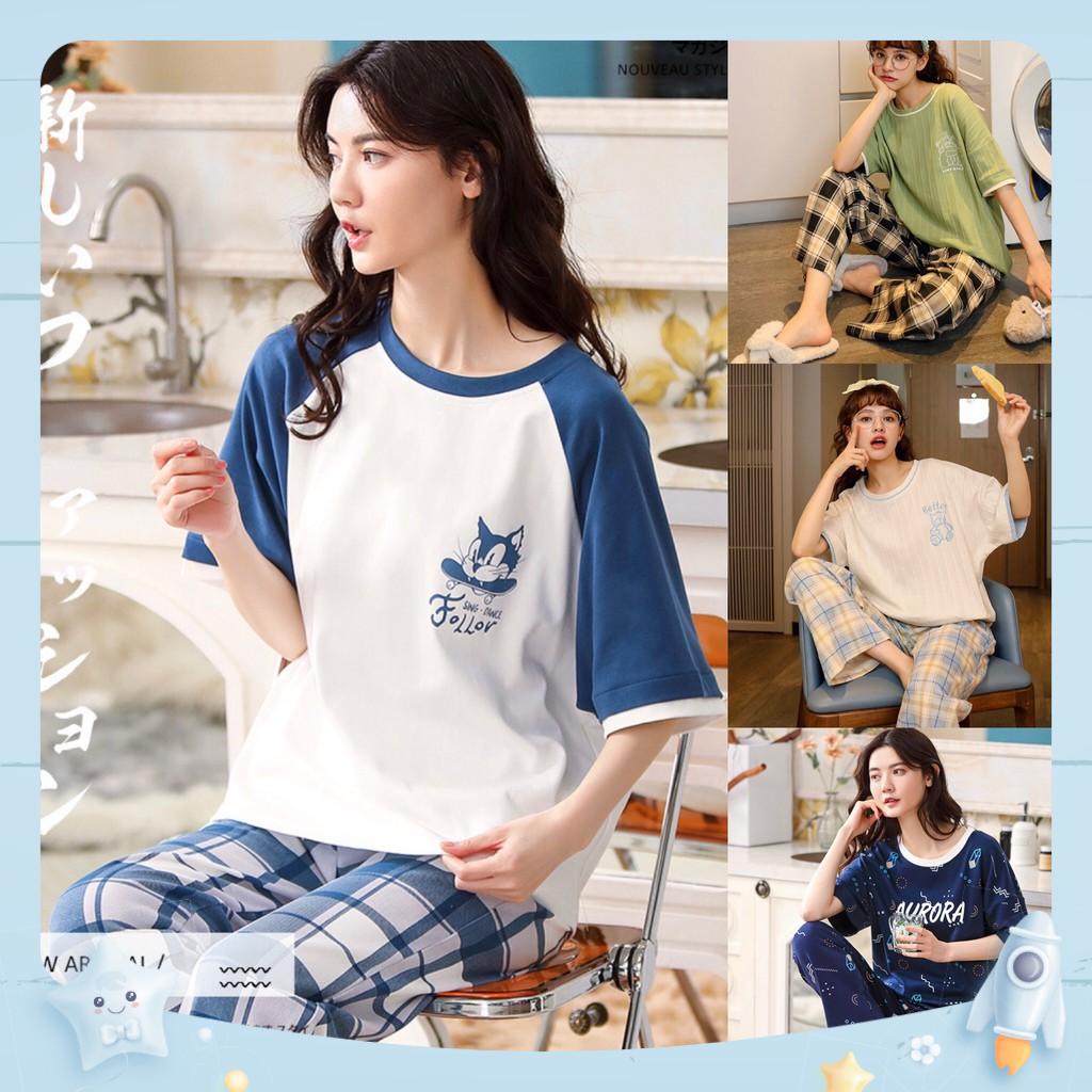 Đồ Bộ Thun Tay Ngắn Quần Dài 🍄 Đồ Bộ Mặc Nhà Chất Thun Đẹp