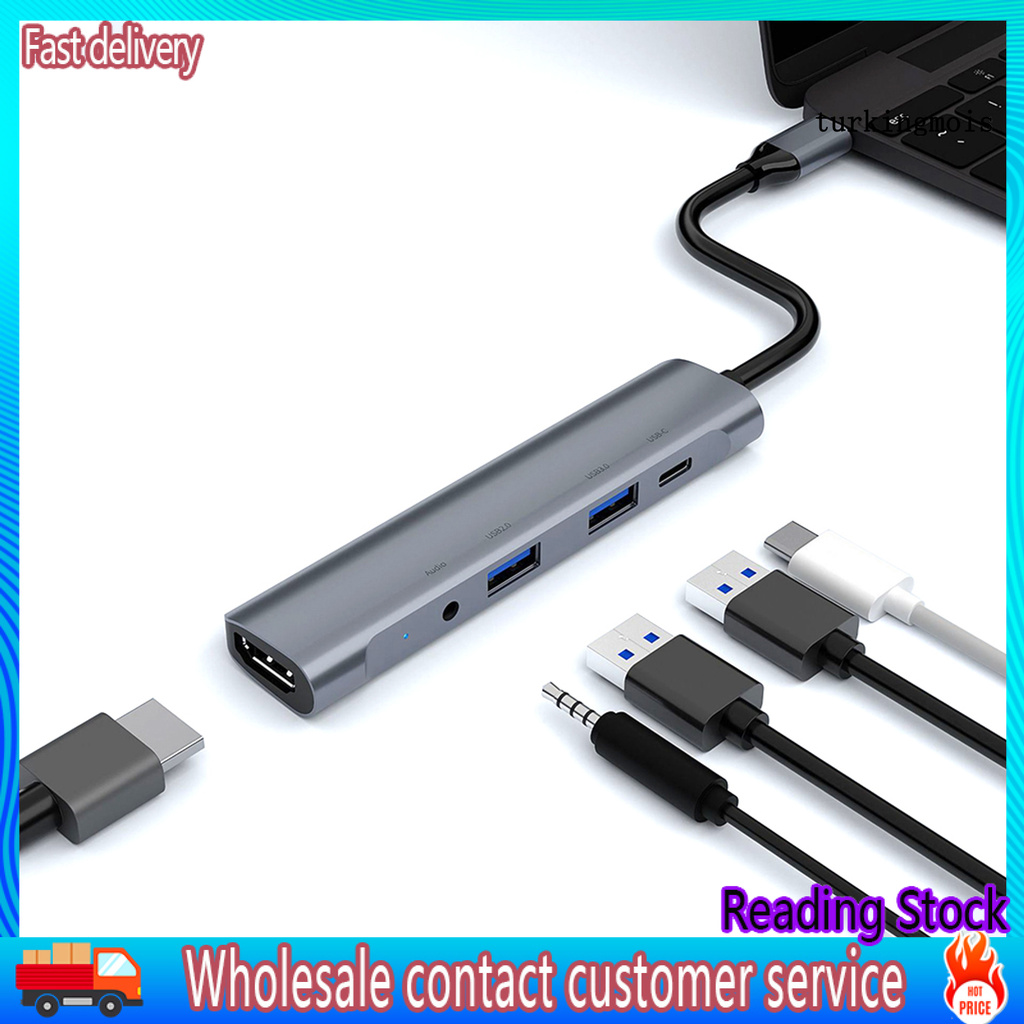 Adapter Type C sang 4K HDMI tương thích với USB 3.0 2.0 PD 3.5mm 5 trong 1 TZA501