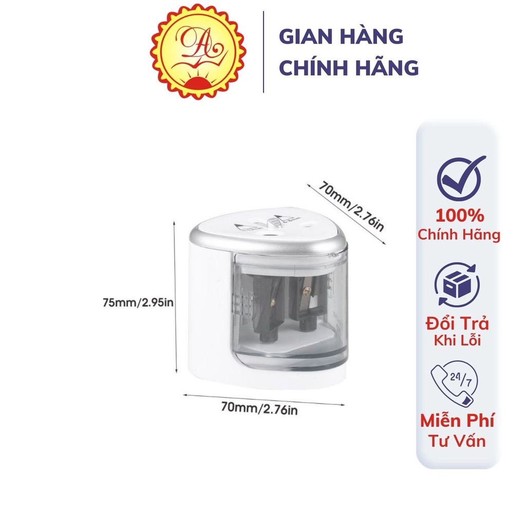 Gọt bút chì tự động Ánh Dương Tenwin 2 lỗ tiện lợi an toàn chạy bằng pin