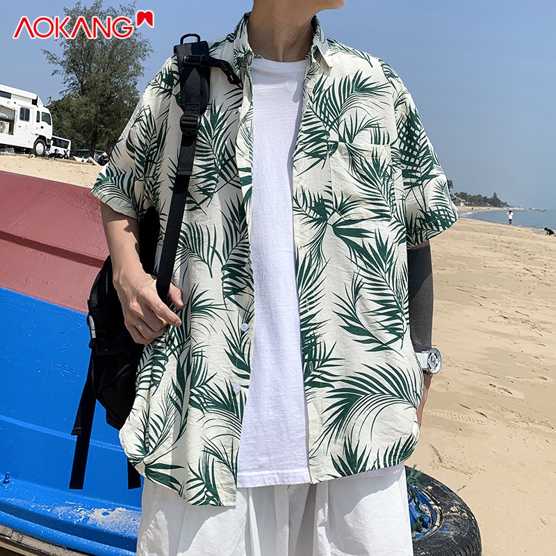 Áo sơ mi AOKANG ngắn tay in hình thời trang trẻ trung cho nam