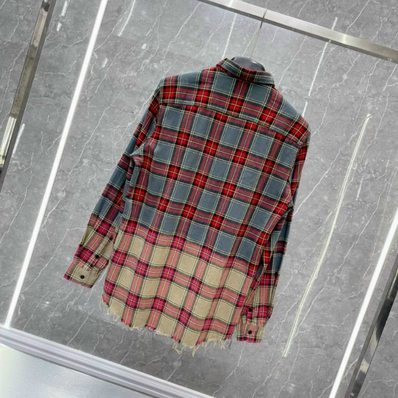 Áo sơ mi nam dài tay loang màu rách gấu 2 túi ngực , kẻ sọc caro ,chất liệu cotton không phai phài thấm hút mồ hồi cực