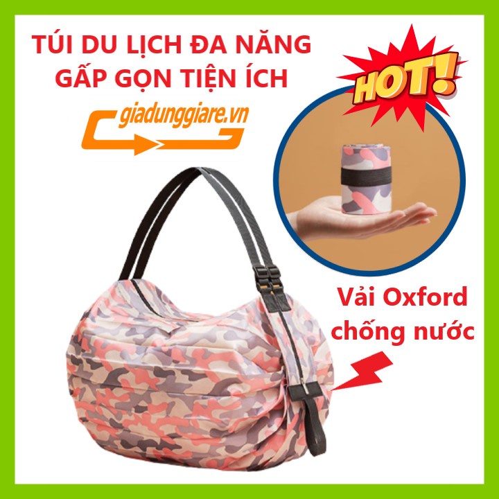 Túi đa năng GẤP GỌN túi xách du lịch mua sắm vải cao cấp chống nước chống bụi quai đeo tiện lợi - giadunggiare.vn