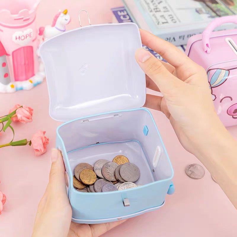 Heo lợn tiết kiệm, Két sắt mini hộp đựng tiền hình thú cute có khóa cho bé - Family Care