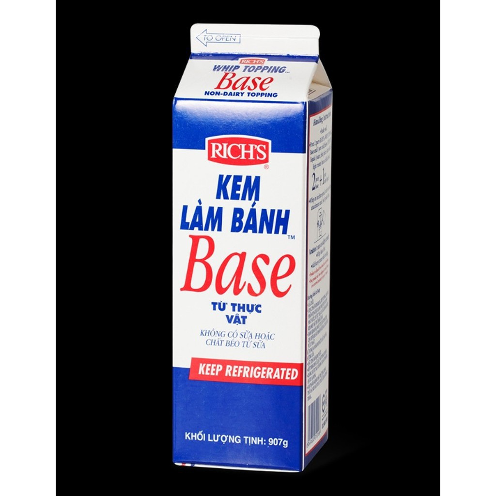 Kem Tươi Topping Base Rich's hộp cao 907g