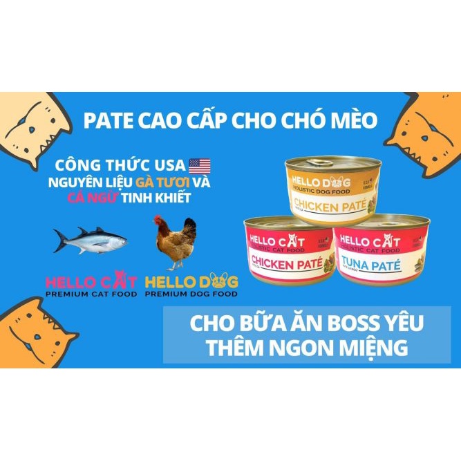 Pate cho chó Hello dog lon 190g