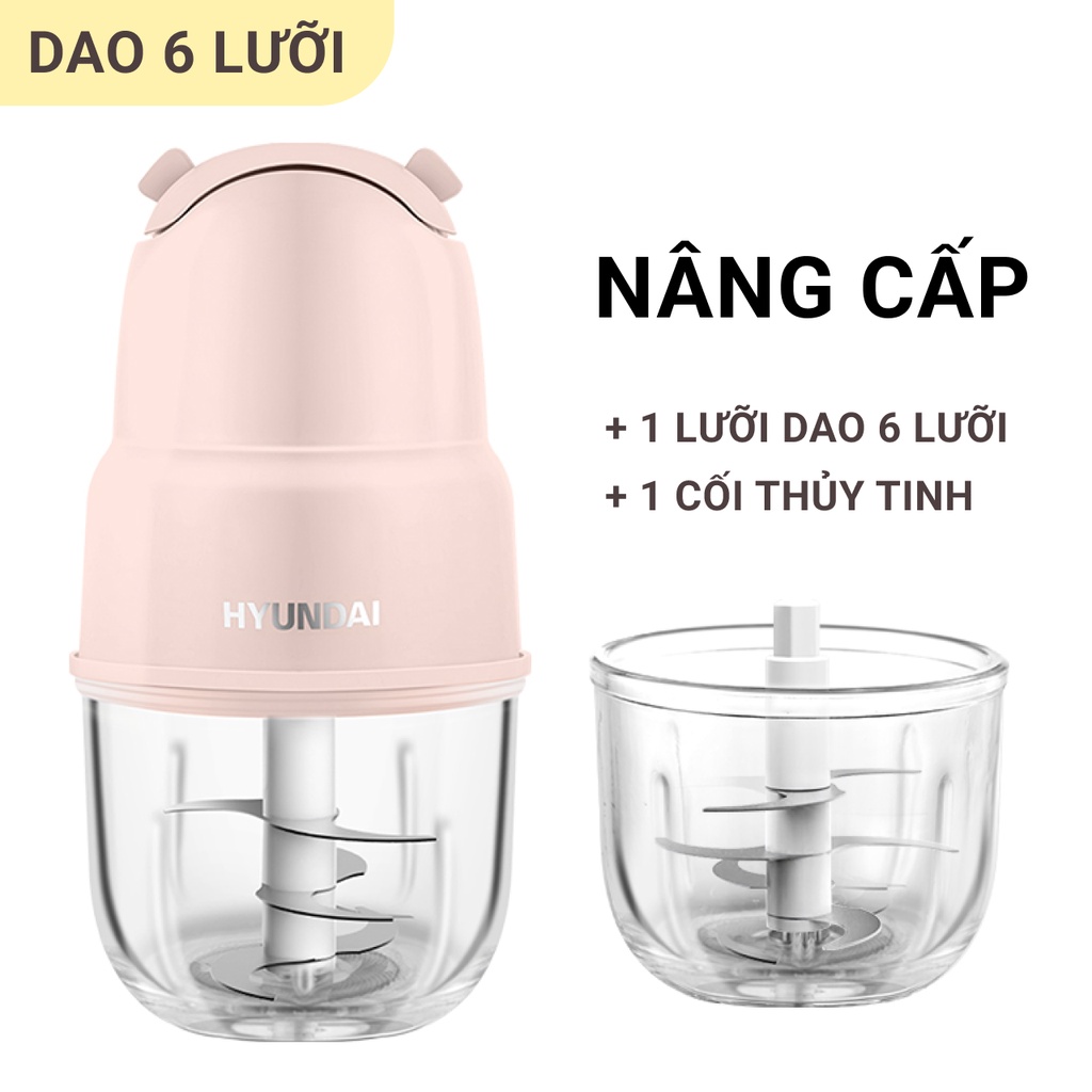 Máy xay cầm tay, máy xay đa năng chính hãng HYUNDAI, phiên bản 6 lưỡi dao (xay thịt, rau củ quả, sinh tố) - Eecu store