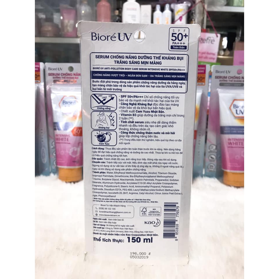 (150ml) Serum Chống Nắng Body Làm Sáng Da Biore SPF50/PA+++ | BigBuy360 - bigbuy360.vn
