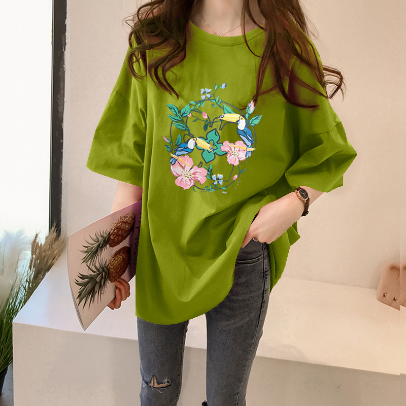 NRVP Áo thun tay ngắn họa tiết hoạt hình phong cách Hàn Quốc thời trang 2021 dành cho nữ