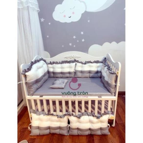 Ga chun chất liệu 100% cotton Hàn cao cấp siêu mát bọc đệm cũi cho bé yêu