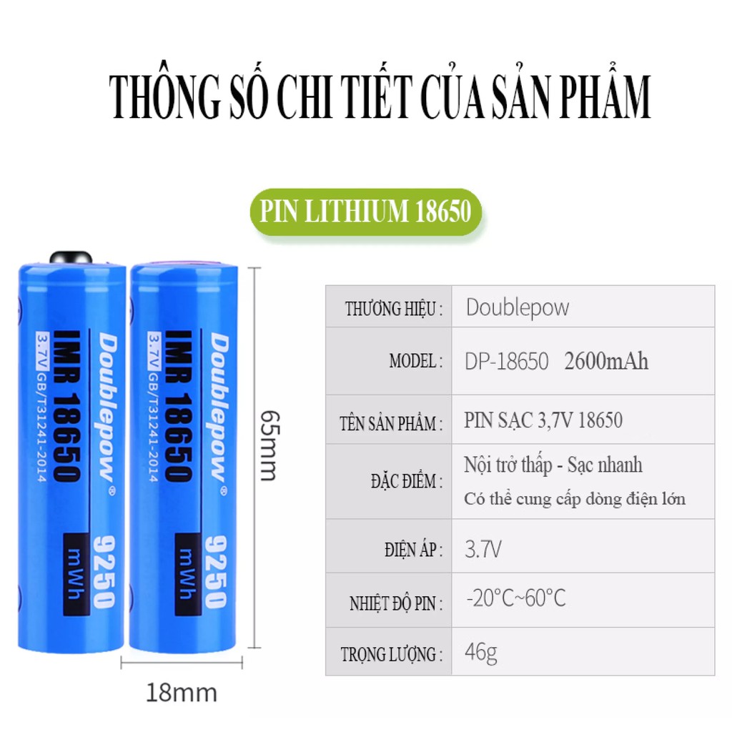 Mua Bộ sạc pin 18650 Li-on USB Doublepow 3.7V 18650 26650 14500 sạc tự ...
