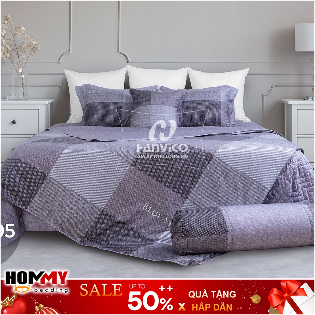 🍁 Mẫu Chăn Ga Gối 🍁 Hanvico Blue Sky DL180, DLS195 vải cotton cao cấp (bán lẻ ga chun / vỏ chăn / đôi vỏ gối)