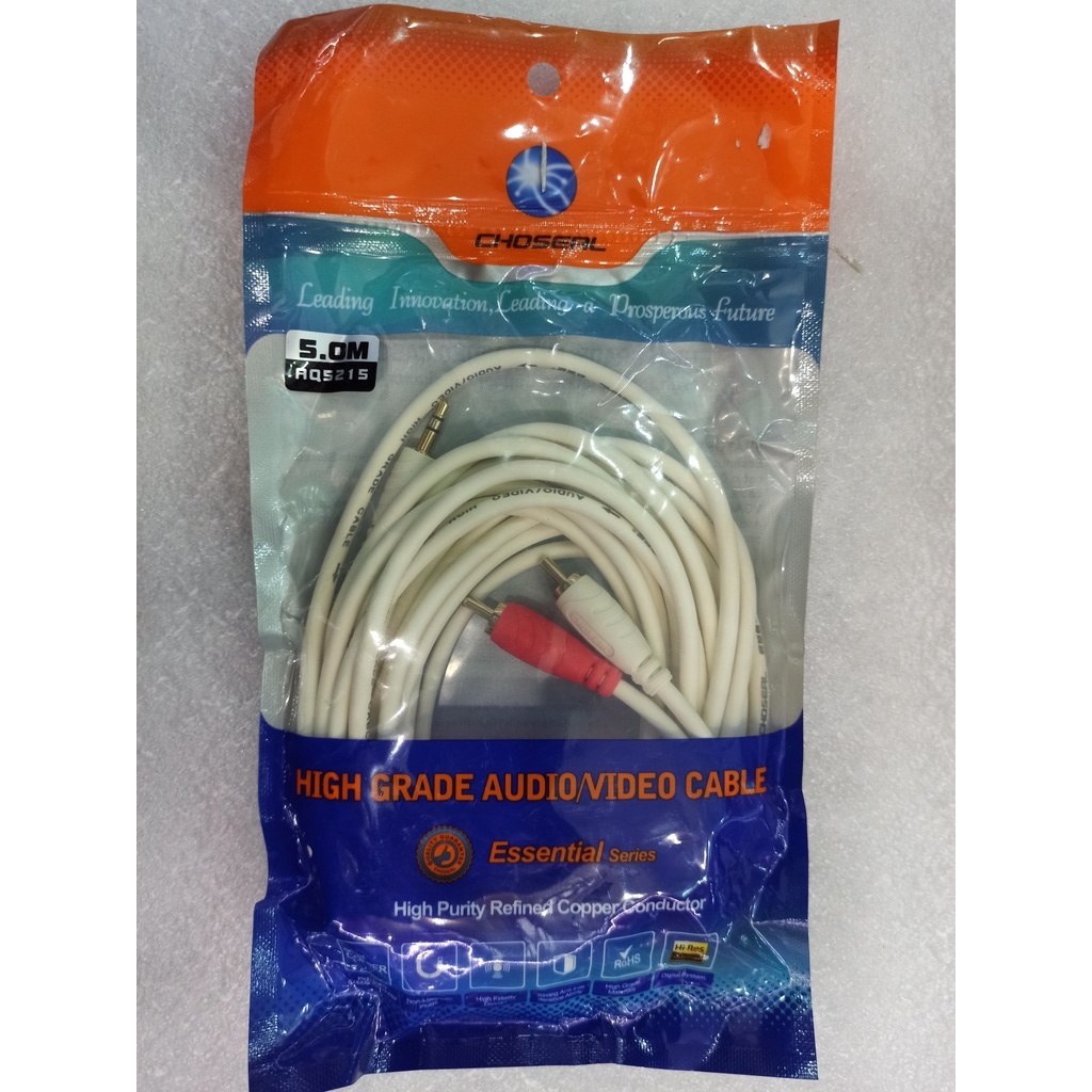 Dây 1 đầu 3.5 ra 2 AV chính hãng CHOSEAL.