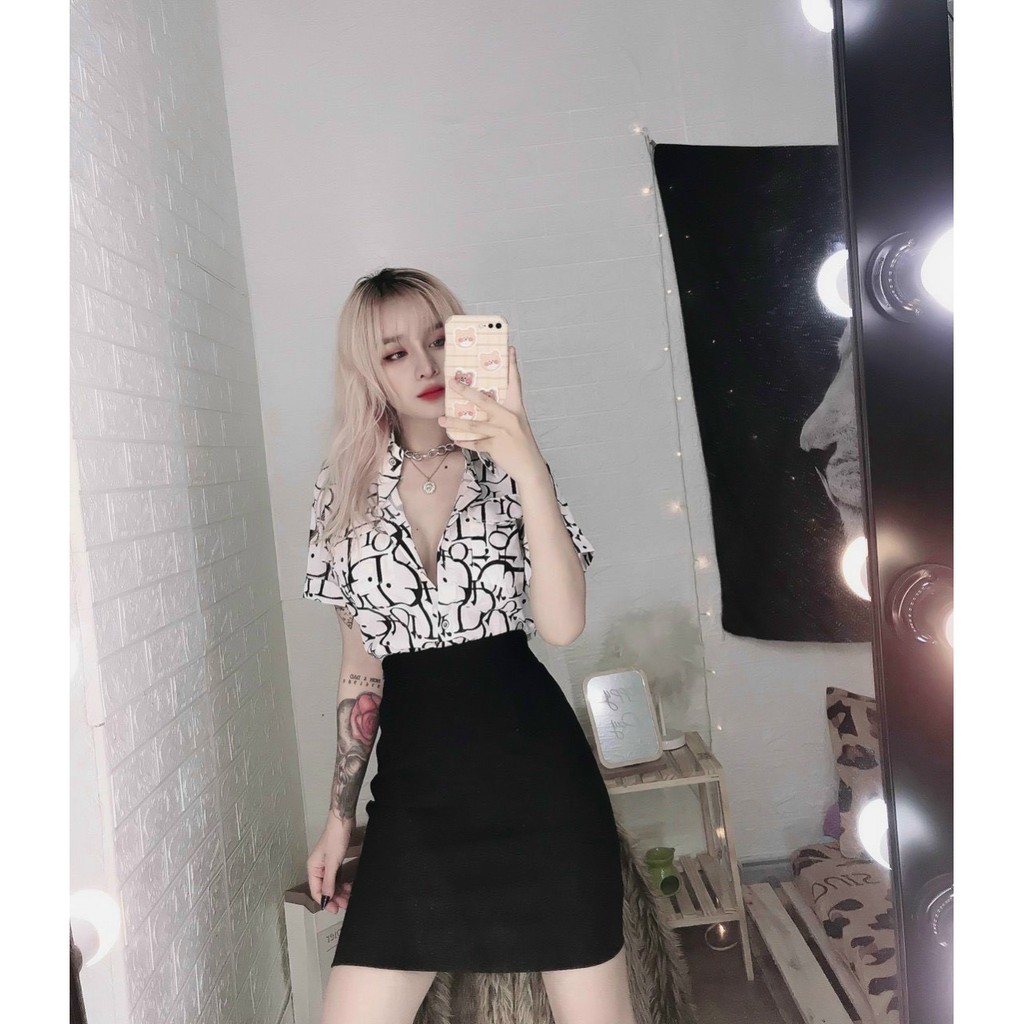 áo sơ mi tay ngắn in chữ hiệu di toàn áo đủ màu sắc, ảnh thật, chất kate lụa