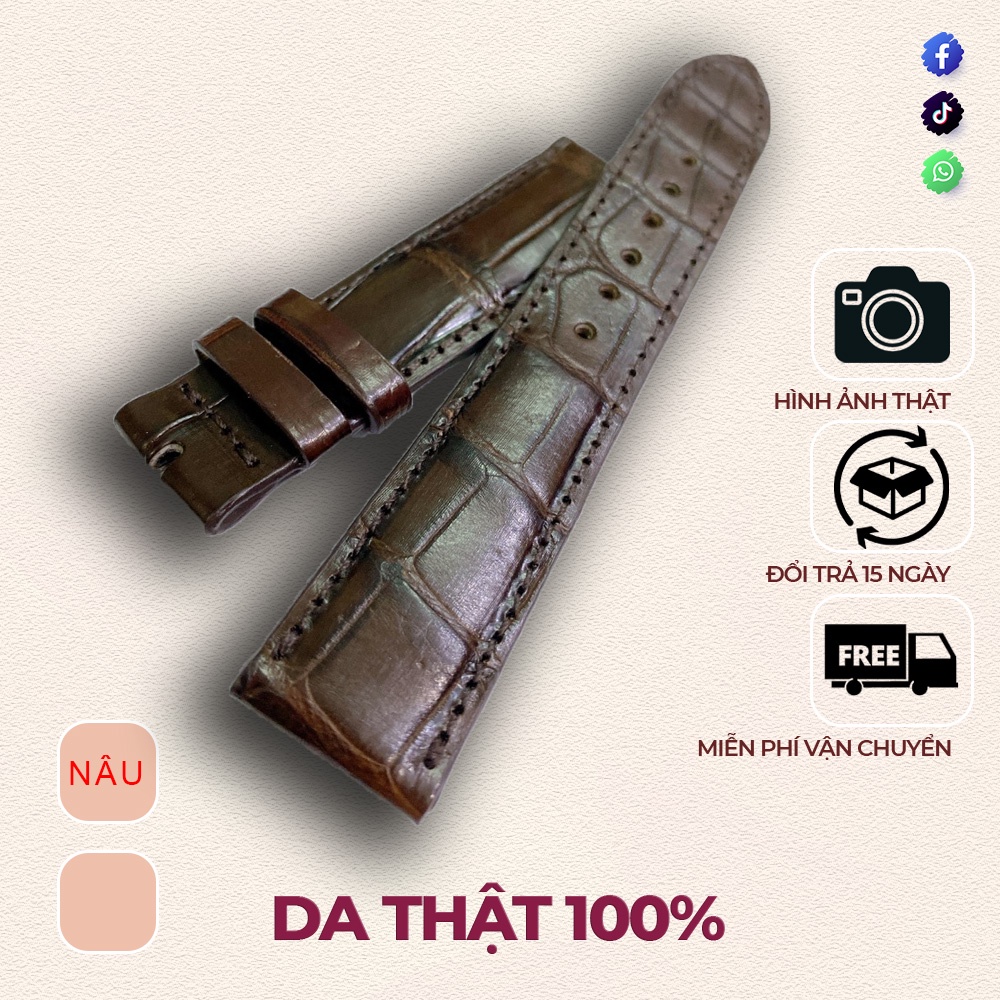 Dây đồng hồ da cá sấu thời trang bền đẹp sang trọng đủ size DD1002