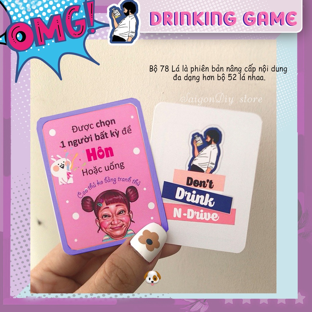 Bộ bài 78 lá Drinking Game , bộ bài đi nhậu,  Nốc out thử thách khuấy động các buổi tụ tập, bạn bè