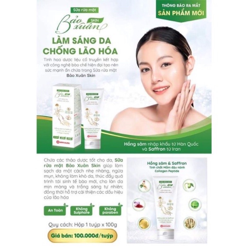 Sữa rửa mặt thảo dược Bảo Xuân Skin