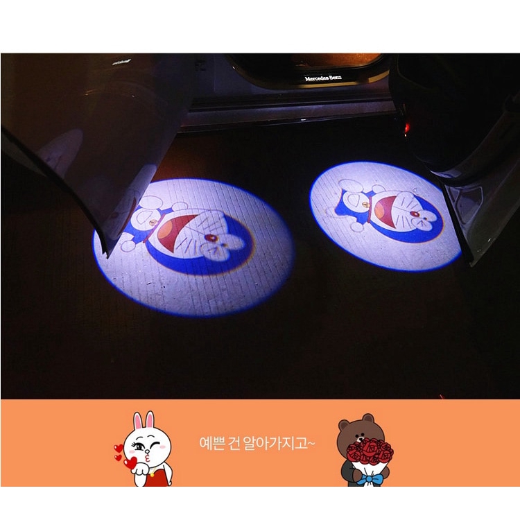 Set 2 Đèn Led Laser Không Dây Hình Hoạt Hình Pokemon Trang Trí Cửa Xe Hơi