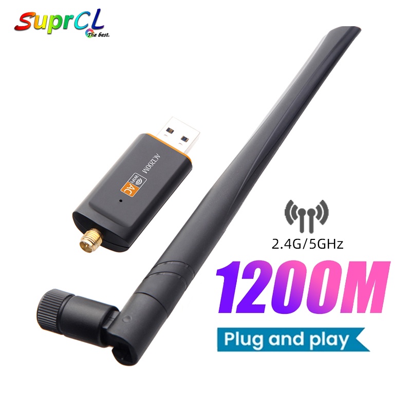 Usb WiFi Không Dây 1200Mbps 2.4/5Ghz Với Ăng Ten 802.11AC Tốc Độ Cao USB 3.0