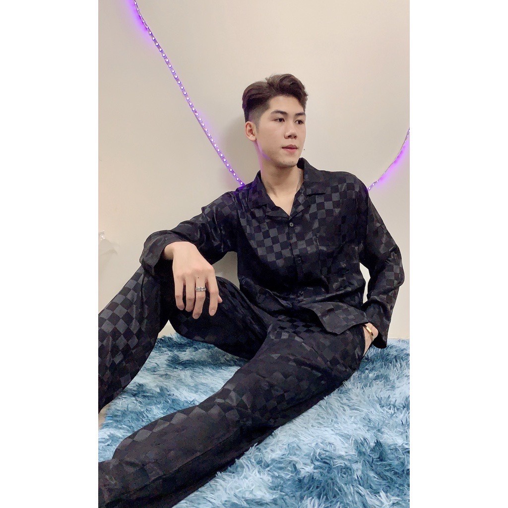 Bộ Pijama Chất Lụa Gấm Tay Dài- Quần Dài
