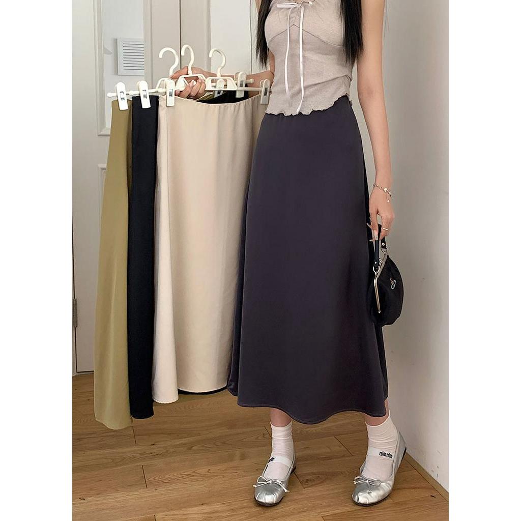 62001 Váy Midi Chữ A Satin