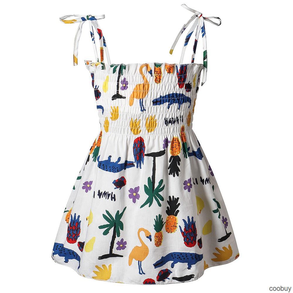 Đầm dành cho bé gái thiết kế hai dây họa tiết hoa xinh xắn