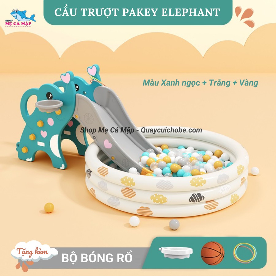 Cầu trượt Pakey Elephant bản đúp dày dài, Cầu trượt cho bé đủ 3 màu đáng yêu