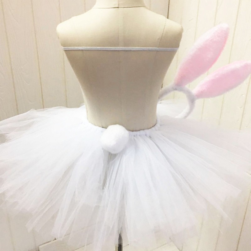 Kids Girls Easter Bunny Costume Set Tutu Skirt Rabbit Ears Headband Tail Bow Tie