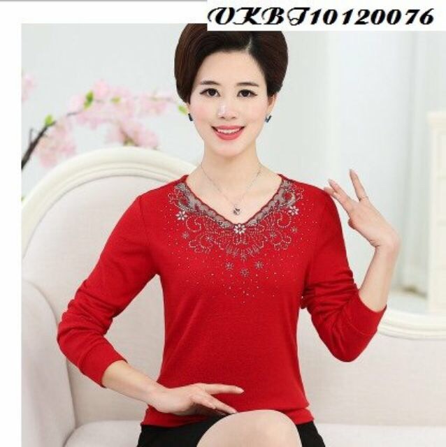 Áo len  cho người trung niên - áo đính đá sang trọng