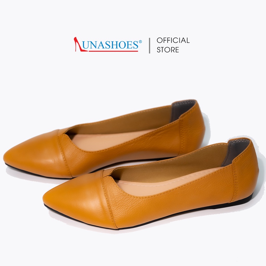 Giày bệt nữ mũi nhọn da bò mềm êm chân Lunashoes 1510 bảo hành 2 năm bong nổ đổi mới giầy trung niên cho mẹ