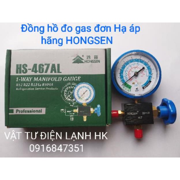 Đồng hồ đo nạp gas đơn hãng Hongsen Cao áp - Hạ áp HS-467AH HS-467AL