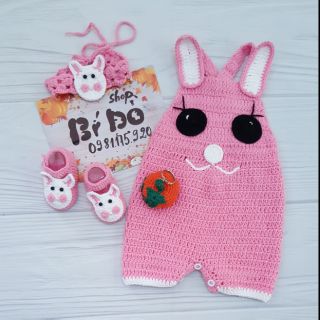 Set yếm Thỏ hồng !! Đồ len handmade cho bé !!