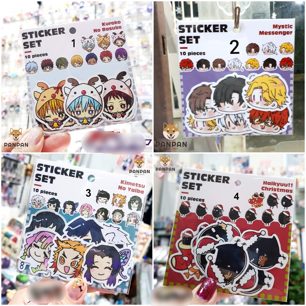 Sticker Set Nhiều Series 2  - Kuroko Basket, Mystic Messenger, Thanh Gươm Diệt Quỷ, Hakiyuu