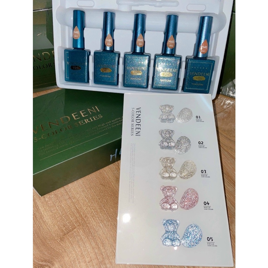Sơn Gel Nhũ Flash Vendeeni 5 Chai [ Tặng Bảng Màu ] - manh219