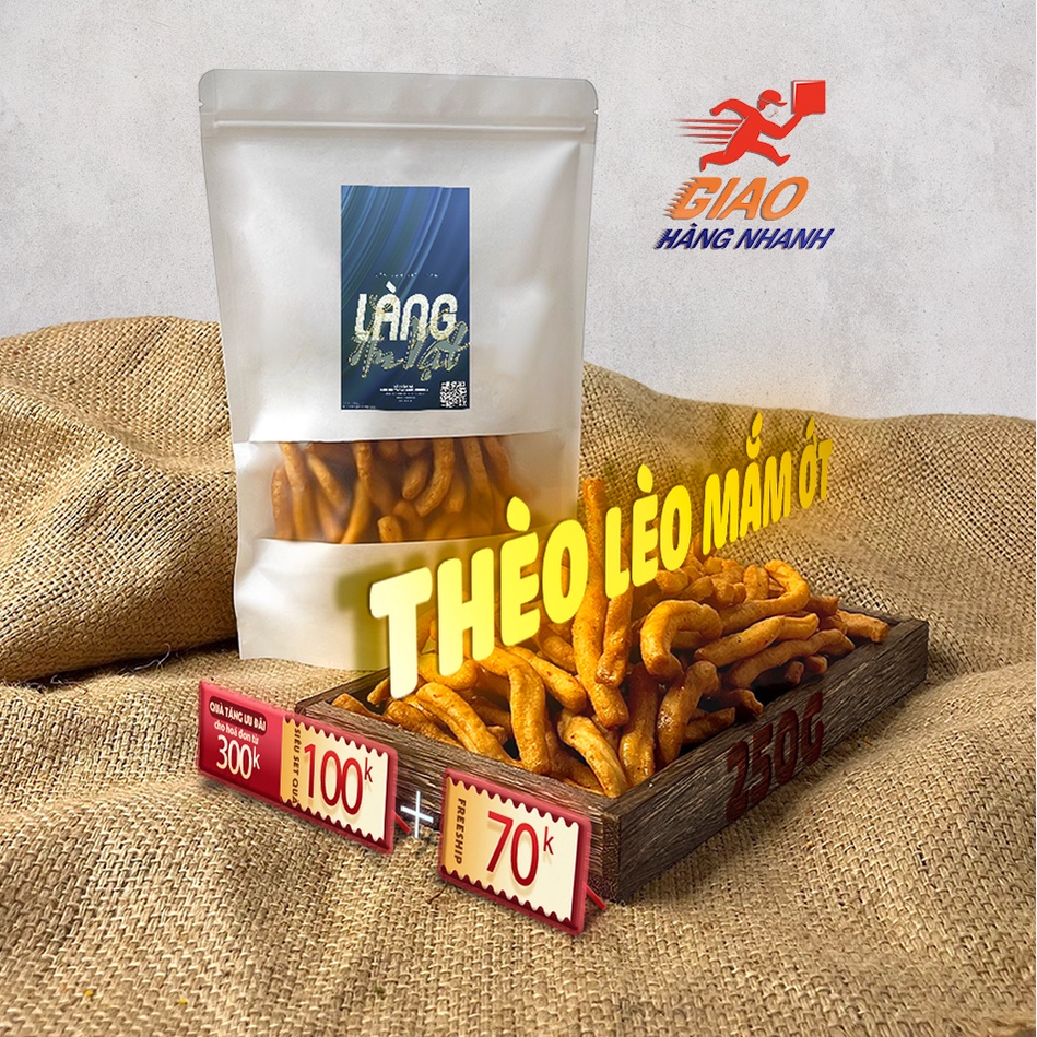 Bánh thèo lèo mắm ớt 250G Làng Ăn Vặt loại 1 đồ ăn vặt Đà Lạt thơm ngon bổ rẻ