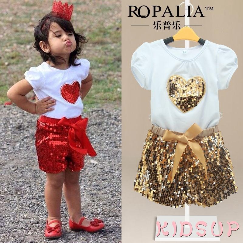 Set thời trang đính sequin lấp lánh cho bé gái