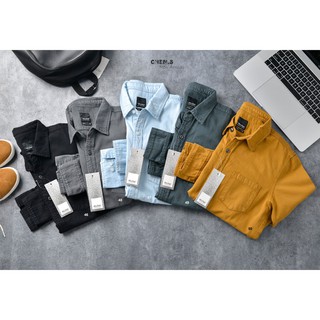 Áo sơ mi denim nam dài tay cổ bẻ, sơ mi denim dài tay cá tính