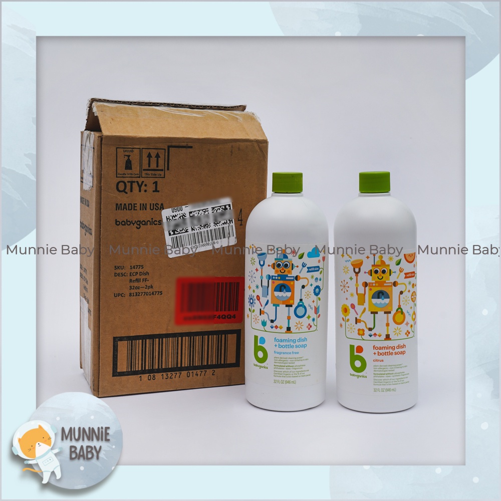 Hàng nội địa Mỹ  - Nước rửa bình sữa Babyganics chai Refill 946ml