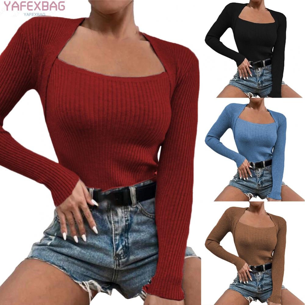 Women's Tops Slim Fit Women's Fitted Bodycon Tunic Blouse Knitted Bottoming