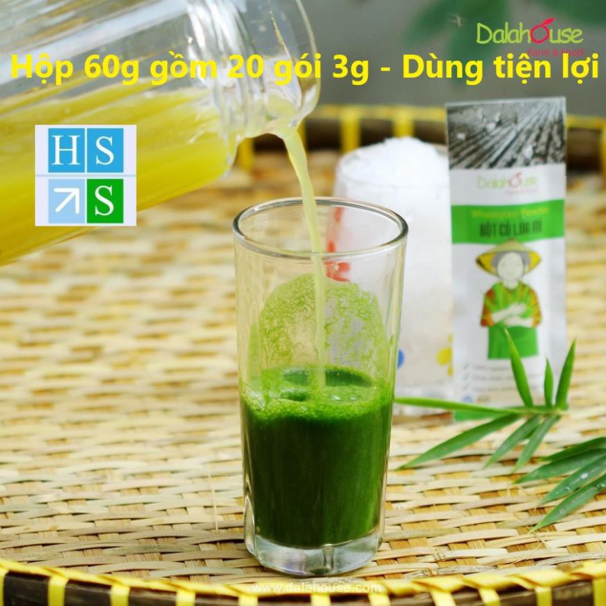 Bột cỏ lúa mì Hộp 60g (20 gói 3g) nguyên chất Dalahouse - Detox tiện lợi cho sử dụng từng gói nhỏ - NPP HS Shop Sài Gòn