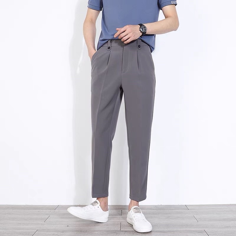 Quần âu nam hàn quốc cách điệu cạp khuy ,co giãn mặc rất thoải mái Unisex Basic phong cách hàn quốc 2022