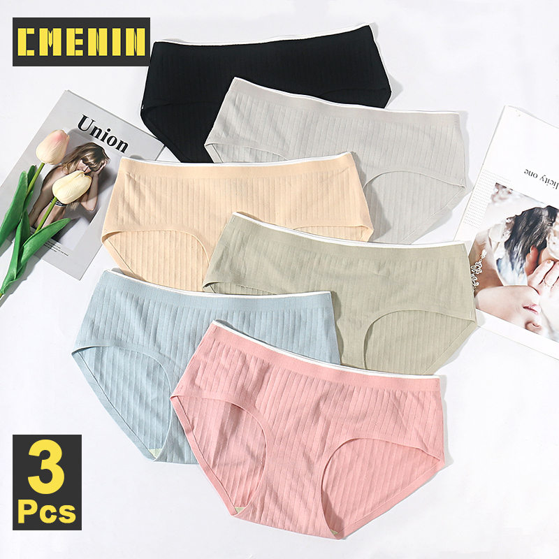 CMENIN 3Pcs Quần lót nữ mềm mại Quần lót nữ Quần lót Cô gái rắn Tóm tắt Đồ lót nữ gợi cảm Đồ lót thoải mái P0121