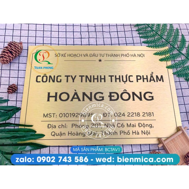 Biển Công Ty - chất liệu Nhôm Mạ Đồng, Inox - lấy trong ngày - Bảo Hành Trọn Đời