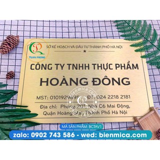 (Hỏa Tốc - Giao ngay) Biển Công Ty -  Nhôm Aluminium Alcorest Màu Đồng, Inox in UV chìm trực tiếp - Bảo Hành 10 năm