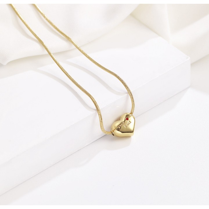 Dây chuyền nữ titan trái tim xỏ dây mì siêu đẹp, bền màu, hợp thời trang mang phong cách dễ phối đồ