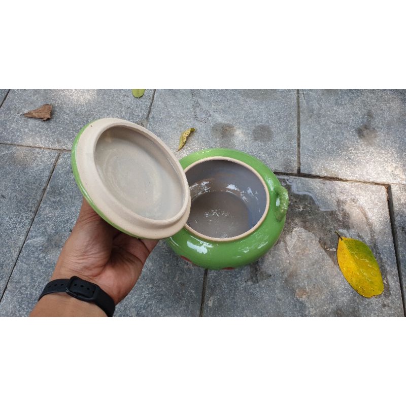 Liễn Sứ Đựng Mỡ, Muối Dưa Cà Bát Tràng D20xC11