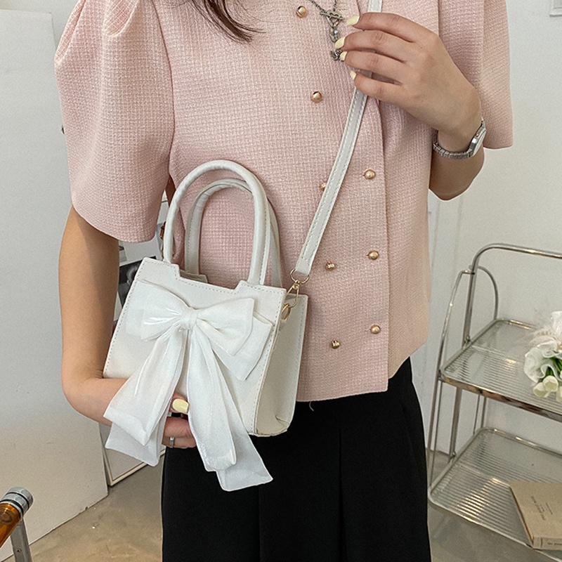 Túi đeo vai IELGY hình vuông cỡ nhỏ thắt nơ thời trang cho nữ