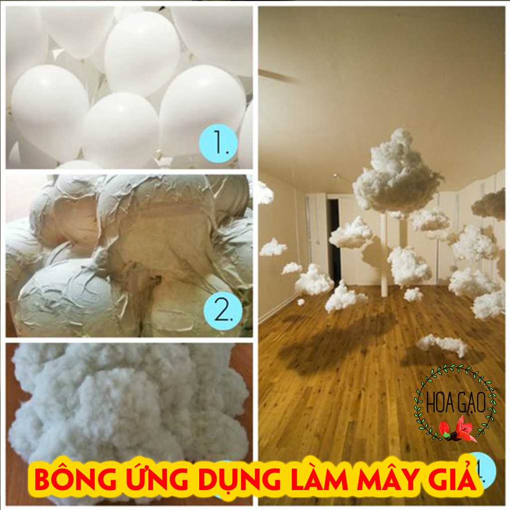 Bông gòn làm đèn đám mây 500g bông xơ HOA GẠO GGX51 giá rẻ, dễ làm miễn phí vận chuyển