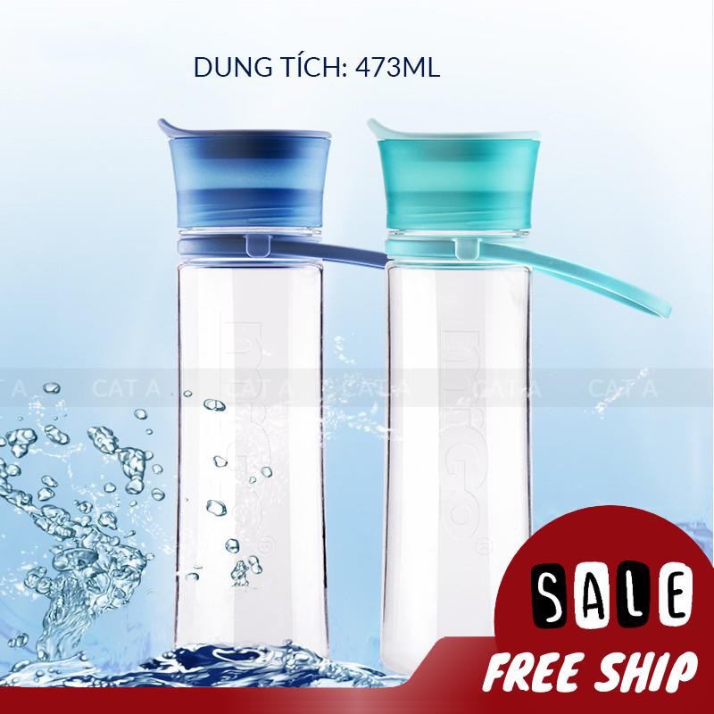 [473ml - 2567] Bình đựng nước, bình nước bằng Nhựa BPA FREE MIGO Cao cấp  - An toàn, trong suốt, có rây lọc, quai