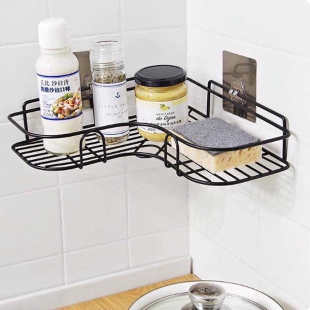 Kệ góc nhà tắm dán tường siêu bám dính, Kệ tam giác inox không gỉ sơn tĩnh điện đựng đồ nhà bếp, nhà tắm tiện lợi A36
