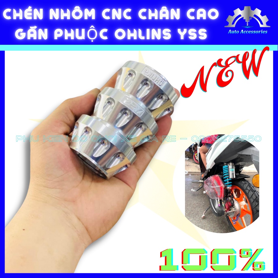 Chén Nhôm CNC - Chén Phuộc Có Chữ Ohlins gắn Phuộc OHLINS YSS - CNC nguyên khối, gia công tỷ mỉ, lắp đặt chuẩn thông số